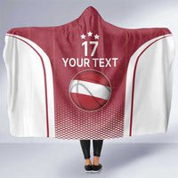 Latvia Basketball Custom Hooded Blanket Red Latvian Pattern
