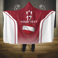 Latvia Basketball Custom Hooded Blanket Red Latvian Pattern