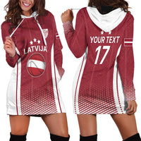 Latvia Basketball Custom Hoodie Dress Red Latvian Pattern