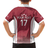 Latvia Basketball Custom Kid Hawaiian Shirt Red Latvian Pattern