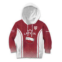 Latvia Basketball Custom Kid Hoodie Red Latvian Pattern