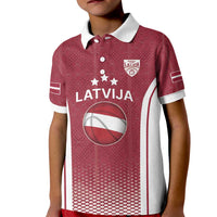 Latvia Basketball Custom Kid Polo Shirt Red Latvian Pattern