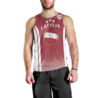 Latvia Basketball Custom Men Tank Top Red Latvian Pattern