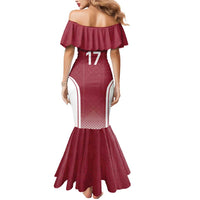 Latvia Basketball Custom Mermaid Dress Red Latvian Pattern