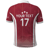 Latvia Basketball Custom Polo Shirt Red Latvian Pattern