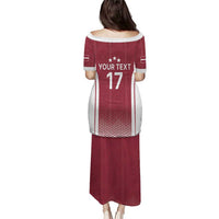 Latvia Basketball Custom Puletasi Red Latvian Pattern