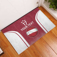 Latvia Basketball Custom Rubber Doormat Red Latvian Pattern