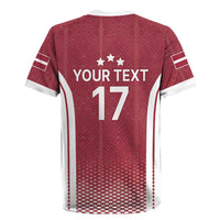 Latvia Basketball Custom Rugby Jersey Red Latvian Pattern
