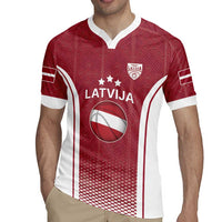 Latvia Basketball Custom Rugby Jersey Red Latvian Pattern