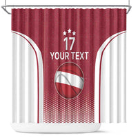 Latvia Basketball Custom Shower Curtain Red Latvian Pattern