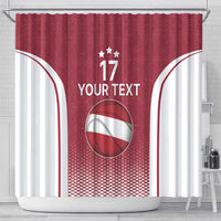 Latvia Basketball Custom Shower Curtain Red Latvian Pattern