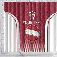 Latvia Basketball Custom Shower Curtain Red Latvian Pattern