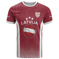 Latvia Basketball Custom T Shirt Red Latvian Pattern