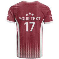 Latvia Basketball Custom T Shirt Red Latvian Pattern