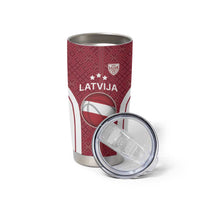 Latvia Basketball Custom Tumbler Cup Red Latvian Pattern