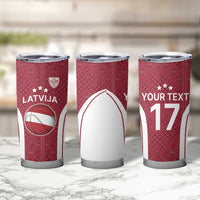 Latvia Basketball Custom Tumbler Cup Red Latvian Pattern