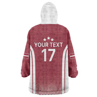 Latvia Basketball Custom Wearable Blanket Hoodie Red Latvian Pattern