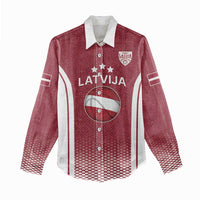 Latvia Basketball Custom Women Casual Shirt Red Latvian Pattern