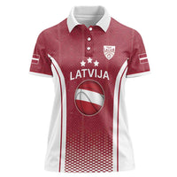 Latvia Basketball Custom Women Polo Shirt Red Latvian Pattern