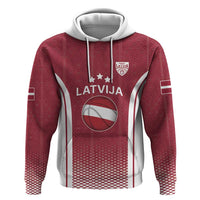 Latvia Basketball Custom Zip Hoodie Red Latvian Pattern
