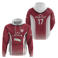 Latvia Basketball Custom Zip Hoodie Red Latvian Pattern