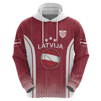 Latvia Basketball Custom Zip Hoodie Red Latvian Pattern