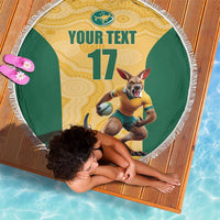 Custom Australia Rugby Beach Blanket Kangaroo Mascot