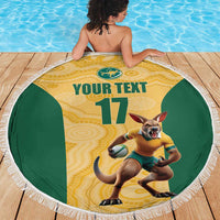 Custom Australia Rugby Beach Blanket Kangaroo Mascot