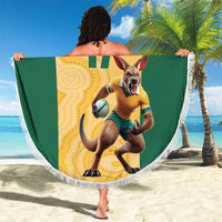 Custom Australia Rugby Beach Blanket Kangaroo Mascot