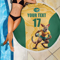 Custom Australia Rugby Beach Blanket Kangaroo Mascot