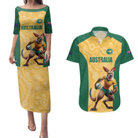 Custom Australia Rugby Couples Matching Puletasi and Hawaiian Shirt Kangaroo Mascot