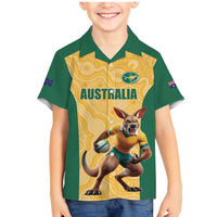 Custom Australia Rugby Family Matching Mermaid Dress and Hawaiian Shirt Kangaroo Mascot