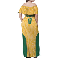 Custom Australia Rugby Family Matching Off Shoulder Maxi Dress and Hawaiian Shirt Kangaroo Mascot