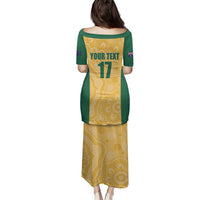 Custom Australia Rugby Family Matching Puletasi and Hawaiian Shirt Kangaroo Mascot