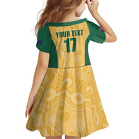 Custom Australia Rugby Family Matching Short Sleeve Bodycon Dress and Hawaiian Shirt Kangaroo Mascot