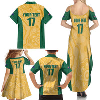 Custom Australia Rugby Family Matching Summer Maxi Dress and Hawaiian Shirt Kangaroo Mascot