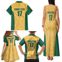 Custom Australia Rugby Family Matching Tank Maxi Dress and Hawaiian Shirt Kangaroo Mascot