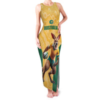 Custom Australia Rugby Family Matching Tank Maxi Dress and Hawaiian Shirt Kangaroo Mascot