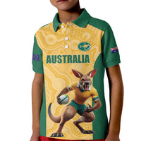Custom Australia Rugby Kid Polo Shirt Kangaroo Mascot
