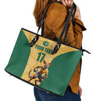 Custom Australia Rugby Leather Tote Bag Kangaroo Mascot