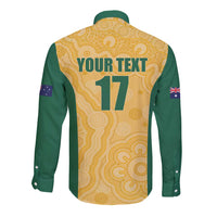 Custom Australia Rugby Long Sleeve Button Shirt Kangaroo Mascot