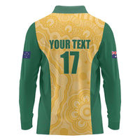 Custom Australia Rugby Long Sleeve Polo Shirt Kangaroo Mascot