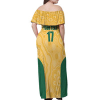 Custom Australia Rugby Off Shoulder Maxi Dress Kangaroo Mascot
