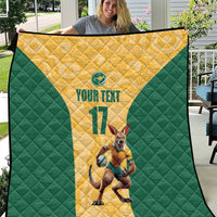 Custom Australia Rugby Quilt Kangaroo Mascot