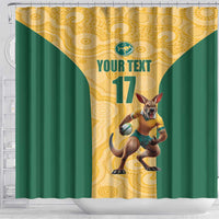 Custom Australia Rugby Shower Curtain Kangaroo Mascot