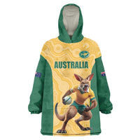 Custom Australia Rugby Wearable Blanket Hoodie Kangaroo Mascot