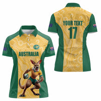 Custom Australia Rugby Women Polo Shirt Kangaroo Mascot