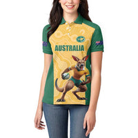 Custom Australia Rugby Women Polo Shirt Kangaroo Mascot