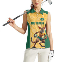 Custom Australia Rugby Women Sleeveless Polo Shirt Kangaroo Mascot