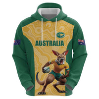 Custom Australia Rugby Zip Hoodie Kangaroo Mascot